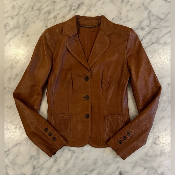 Gorgeous Elie Tahari Brown Leather blazer / Jacket - Women’s Size Small - Picture 8 of 16